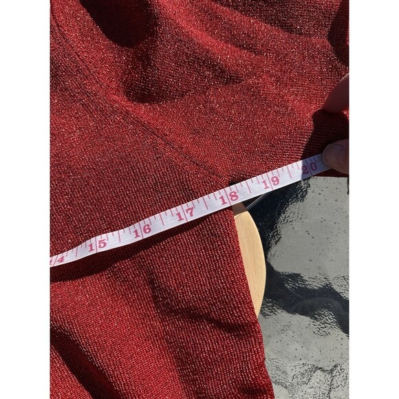 Vintage Y2K Joseph A Women’s Red Lorelei Metallic Wrap Belt Sweater Fitted M - Picture 7 of 8